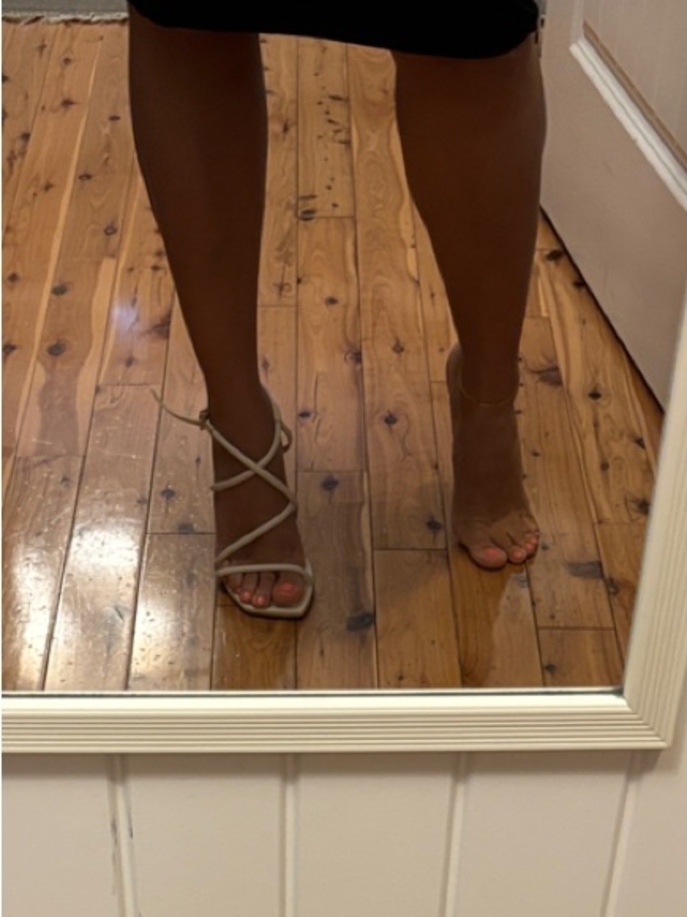 SCHUTZ Neutral Strappy Crisscross Ankle-Tie Heels